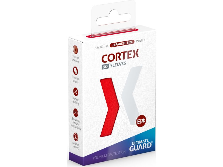 Supplies Ultimate Guard - Cortex Sleeves - Japanese Size - Glossy - Red - 60 Count - Cardboard Memories Inc.
