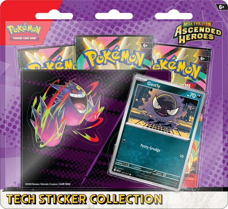 Trading Card Games Pokémon - Mega Evolution - Ascended Heroes - Tech Sticker Collection - Gastly - Pre-Order January 30th 2026 - Cardboard Memories Inc.