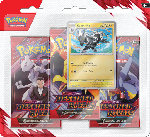 Trading Card Games Pokemon - Scarlet and Violet - Destined Rivials - 3 Pack Blister - Zebstrika - Cardboard Memories Inc.