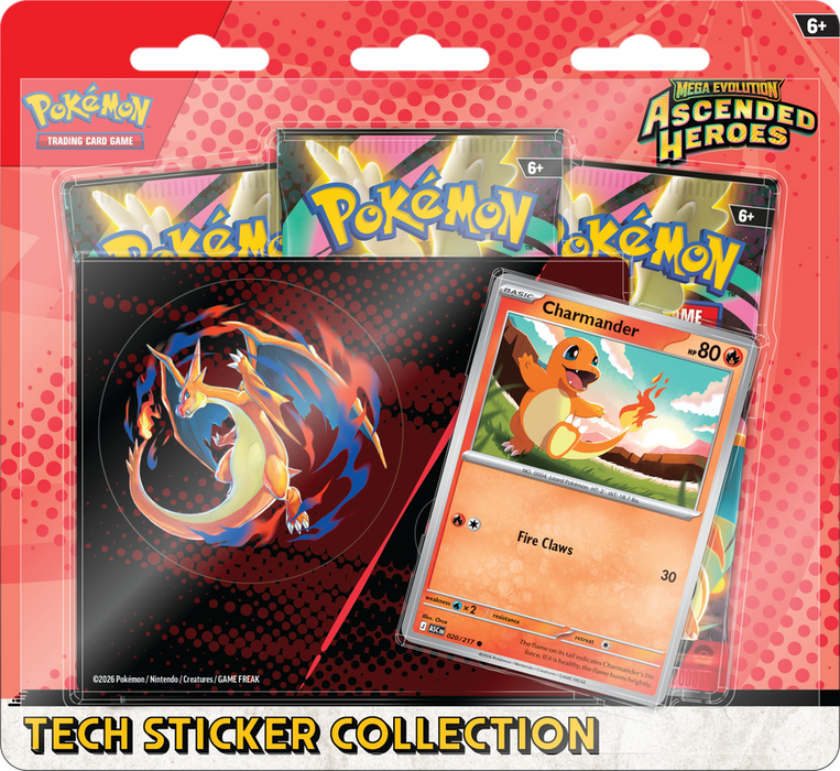 Trading Card Games Pokémon - Mega Evolution - Ascended Heroes - Tech Sticker Collection - Charmander - Pre-Order January 30th 2026 - Cardboard Memories Inc.