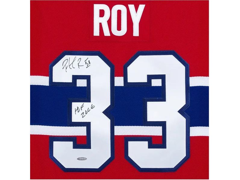  Upper Deck - Authenticated - Patrick Roy Autographed Inscribed Heroes of Hockey Red Montreal Canadiens Jersey - ORDER VIA EMAIL ONLY - Cardboard Memories Inc.