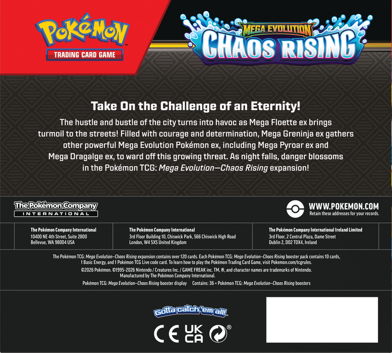 Trading Card Games Pokémon - Mega Evolution - Chaos Rising - Booster Box- Pre-Order May 22nd 2026 - Cardboard Memories Inc.