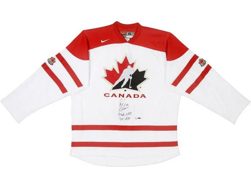  Upper Deck - Authenticated - Brayden Schenn Autographed and Inscribed Limited Team Canada Away Jersey - ORDER VIA EMAIL ONLY - Cardboard Memories Inc.