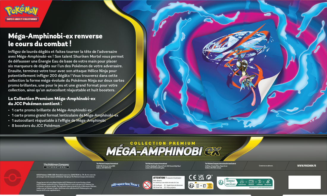 Trading Card Games Pokemon - Mega Greninja EX - FRENCH - Premium Collection Box - Pre-Order July 3rd 2026 - Cardboard Memories Inc.