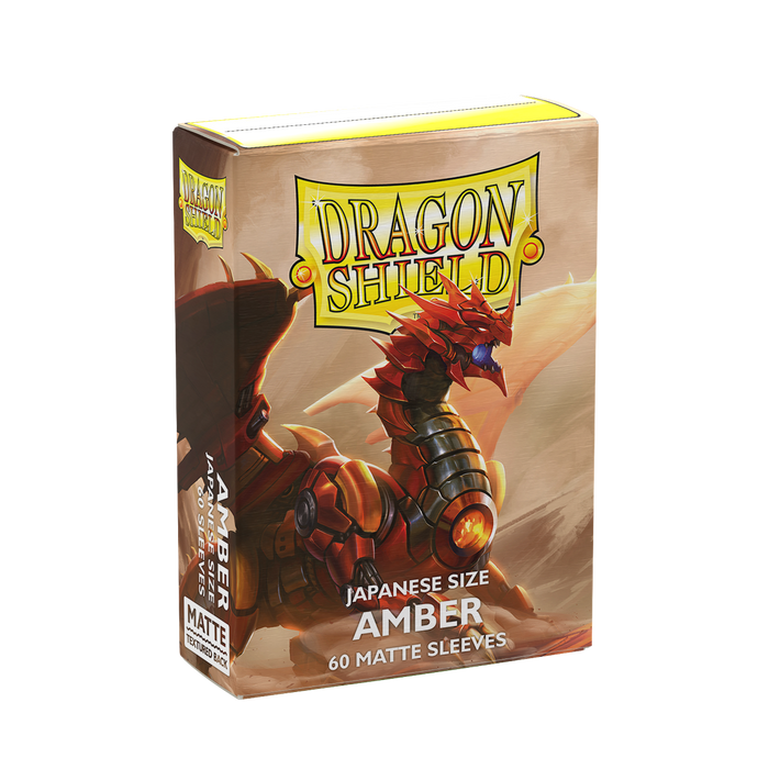 Supplies Arcane Tinmen - Dragon Shield Sleeves - Japanese Size - Matte - Amber - Package of 60 - Cardboard Memories Inc.