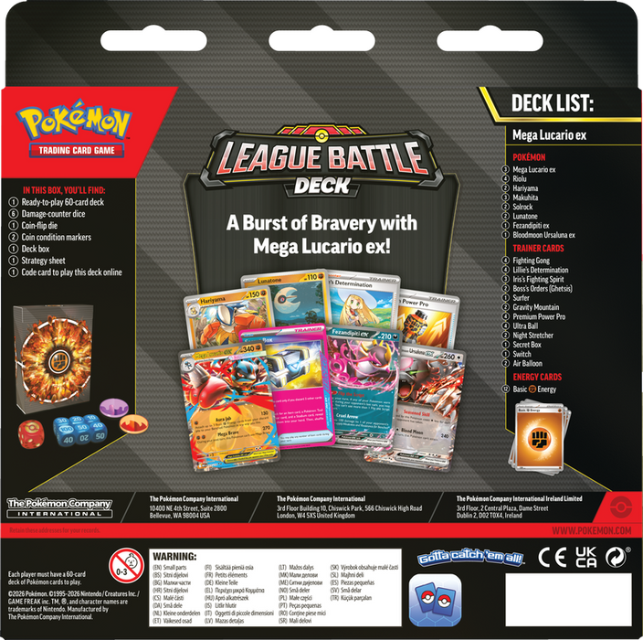 collectible card game Pokemon - League Battle Deck - Mega Lucario EX - Pre-Order June 19th 2026 - Cardboard Memories Inc.