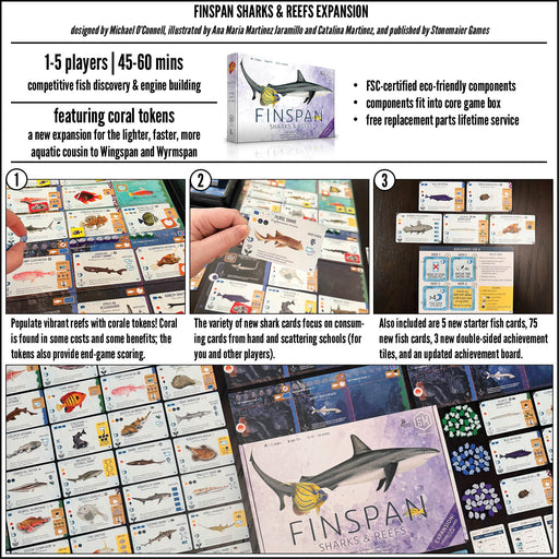 Board Games Stonemaier Games - Finspan - Sharks and Reefs Expansion - Pre-Order June 12th 2026 - Cardboard Memories Inc.