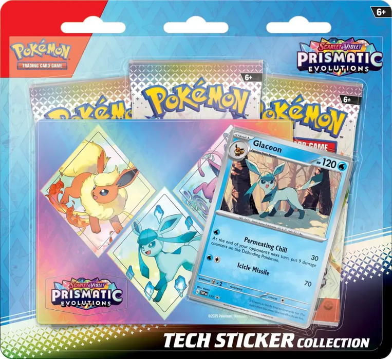 Trading Card Games Pokemon - Scarlet and Violet - Prismatic Evolutions - Tech Sticker Collection - Glaceon - Cardboard Memories Inc.