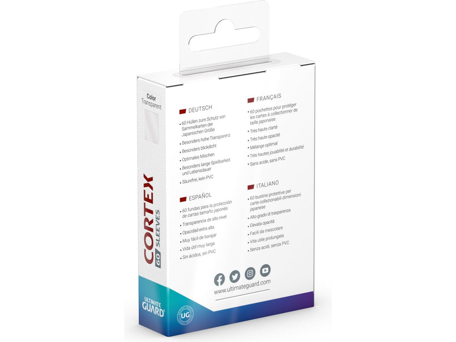 Supplies Ultimate Guard - Cortex Sleeves - Japanese Size - Glossy - Transparent - 60 Count - Cardboard Memories Inc.