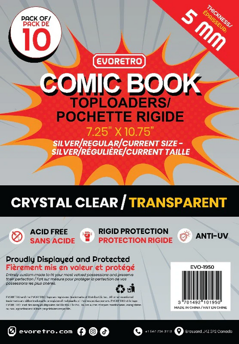 Comic Supplies Evoretro - Silver Comic Topload Holder - 10 Pack - Available April 22nd 2025 - Cardboard Memories Inc.