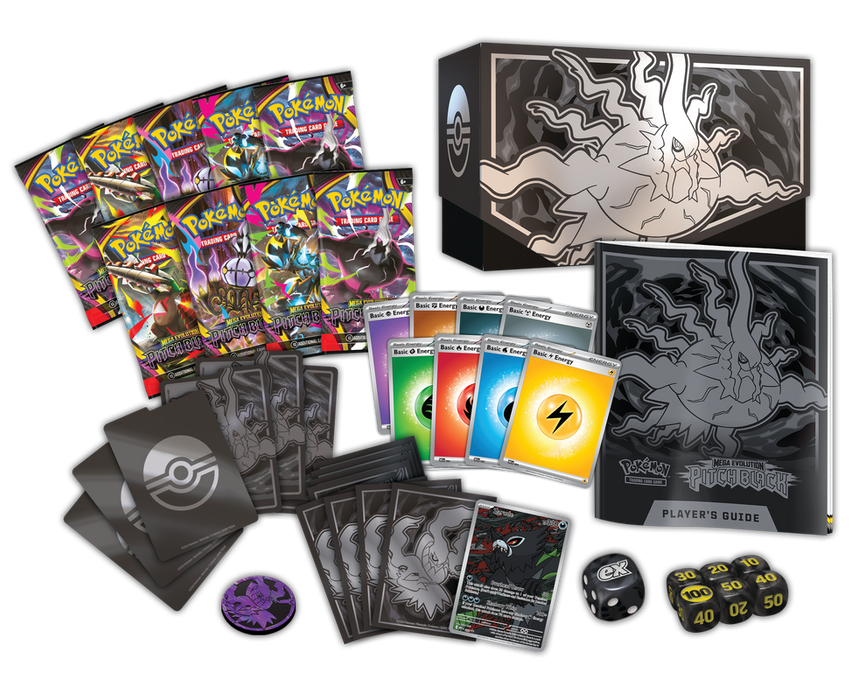 Trading Card Games Pokémon - Mega Evolution - Pitch Black - Elite Trainer Box - Pre-Order July 17th 2026 - Cardboard Memories Inc.