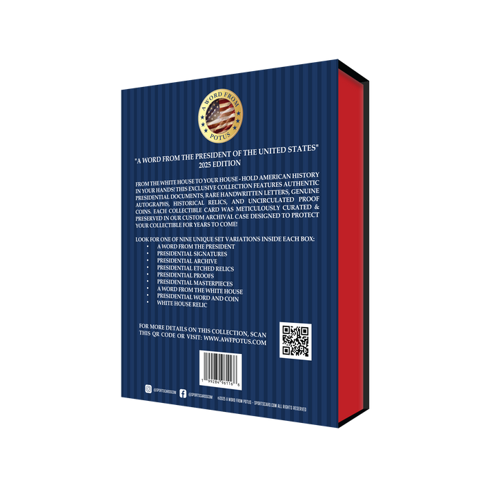 Non Sports Cards Sportscards.com - 2025 - A Word From the President - Potus - Hobby Box - Cardboard Memories Inc.