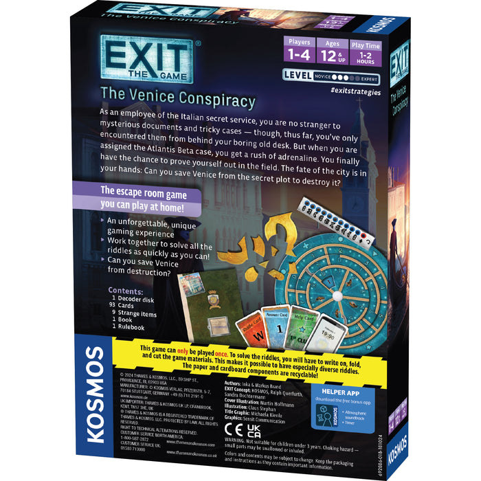 Board Games Thames and Kosmos - EXIT - The Venice Conspiracy - Cardboard Memories Inc.