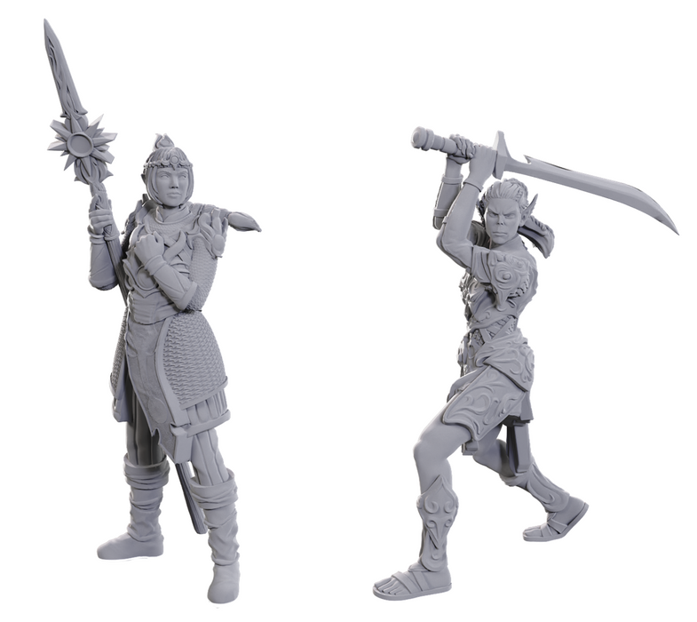 Role Playing Games Wizkids - Dungeons and Dragons - Unpainted Miniature - Baldurs Gate 3 Special Edition - Lae'zel and Shadowheart - 96365 - Cardboard Memories Inc.