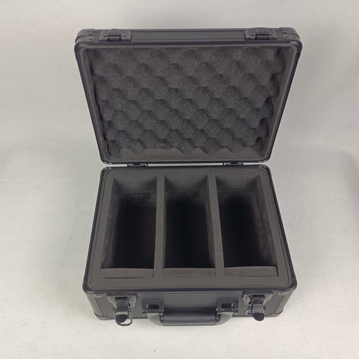 Comic Supplies Evoretro - Graded Card Storage Box - Heavy Duty - 3 Rows - Black and Aluminum - Cardboard Memories Inc.