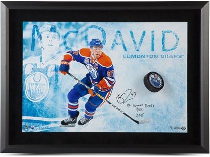  Upper Deck - Authenticated - Connor McDavid Inscribed Breaking Through - ORDER VIA EMAIL ONLY - Cardboard Memories Inc.
