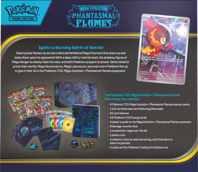 Trading Card Games Pokémon - Mega Evolution - Phantasmal Flames - Elite Trainer Box - Cardboard Memories Inc.