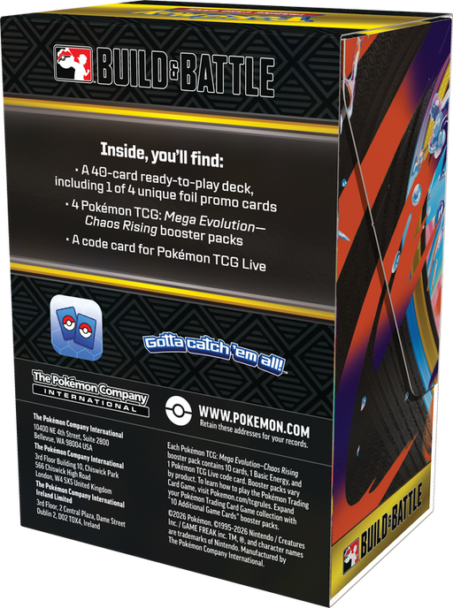 Trading Card Games Pokémon - Mega Evolution - Chaos Rising - Build and Battle Box - Pre-Order June 5th 2026 - Cardboard Memories Inc.