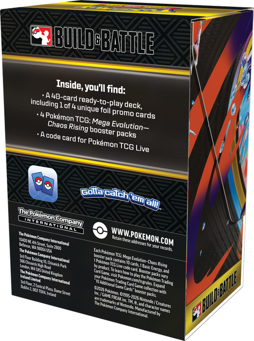 Trading Card Games Pokémon - Mega Evolution - Chaos Rising - Build and Battle Box - Pre-Order June 5th 2026 - Cardboard Memories Inc.