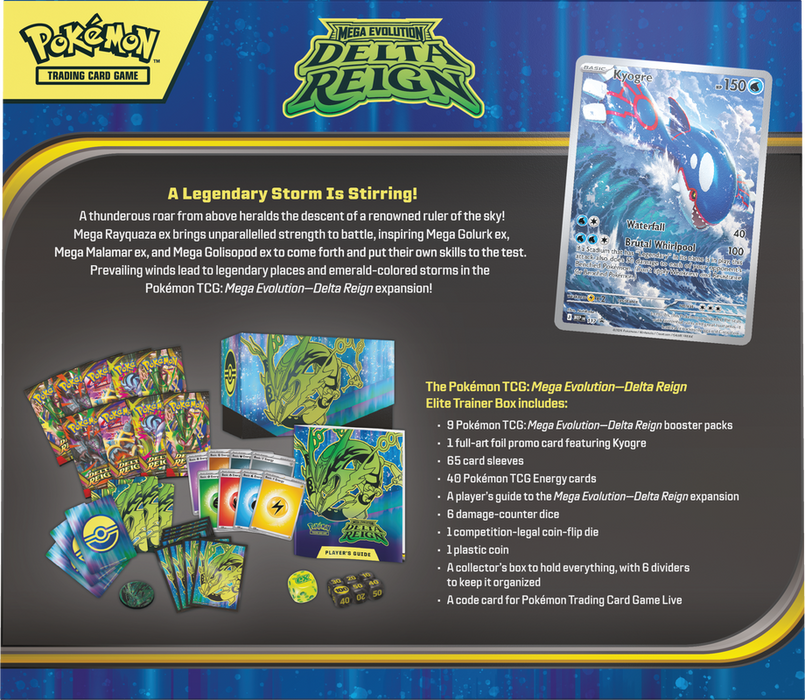 Collectable Trading Card Games 
Pokémon - Mega Evolution - Delta Reign - Elite Trainer Box - Pre-Order |
Cardboard Memories Inc.
196214165809