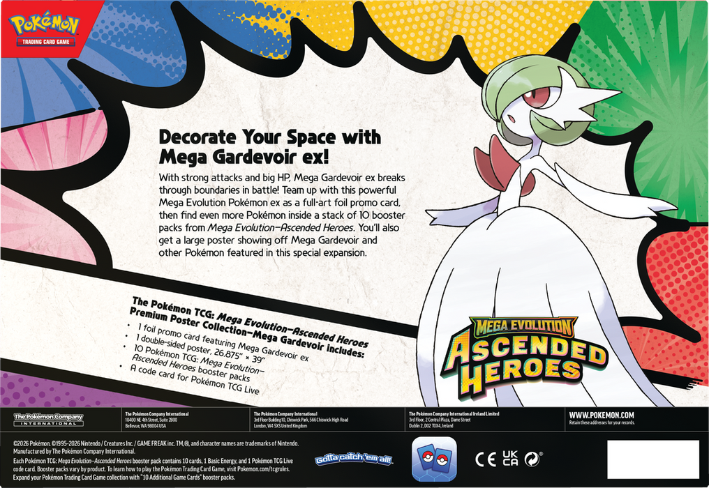 Trading Card Games Pokémon - Mega Evolution - Ascended Heroes - Premium Poster Collection - Mega Gardevoir ex - Pre-Order February 20th 2026 - Cardboard Memories Inc.