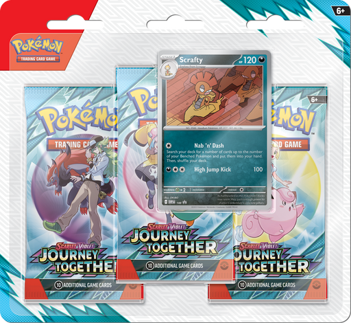 Trading Card Games Pokémon - Scarlet and Violet - Journey Together - 3 Pack Blister - Scrafty - Cardboard Memories Inc.