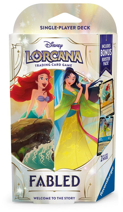 Trading Card Games Disney - Lorcana - Fabled - Starter Deck - Amber & Sapphire - Ariel and Mulan - Cardboard Memories Inc.