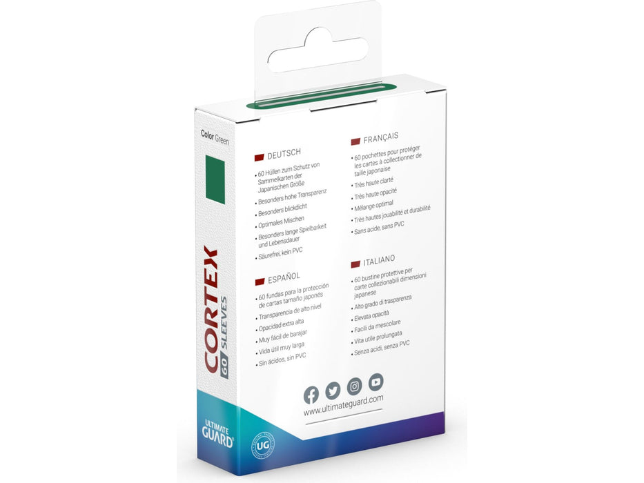 Supplies Ultimate Guard - Cortex Sleeves - Japanese Size - Glossy - Green - 60 Count - Cardboard Memories Inc.