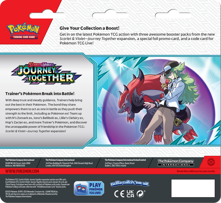 Trading Card Games Pokémon - Scarlet and Violet - Journey Together - 3 Pack Blister - Scrafty - Cardboard Memories Inc.