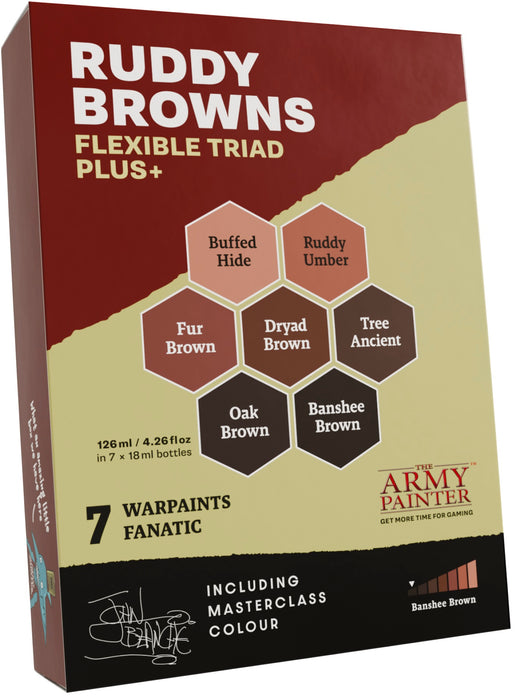 Paints and Paint Accessories Army Painter - Warpaints Fanatic - Ruddy Browns - Flexible Triad Plus Set - Cardboard Memories Inc.