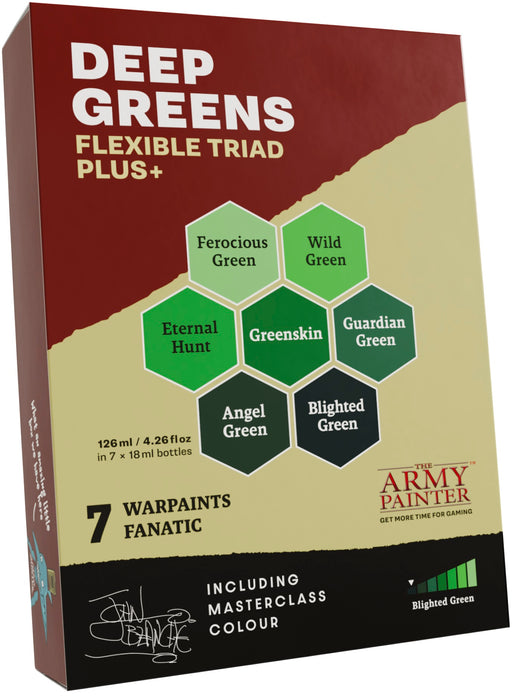 Paints and Paint Accessories Army Painter - Warpaints Fanatic - Deep Greens - Flexible Triad Plus Set - Cardboard Memories Inc.