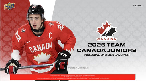 Sports Cards Upper Deck - 2026 - Hockey - Team Canada Juniors Hockey - Blaster Box - Pre-Order August 15th 2026 - Cardboard Memories Inc.