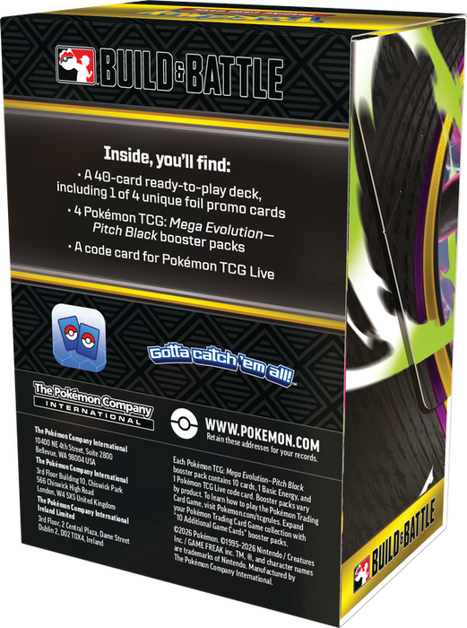 Trading Card Games Pokémon - Mega Evolution - Pitch Black - Build and Battle Box - Pre-Order July 31st 2026 - Cardboard Memories Inc.