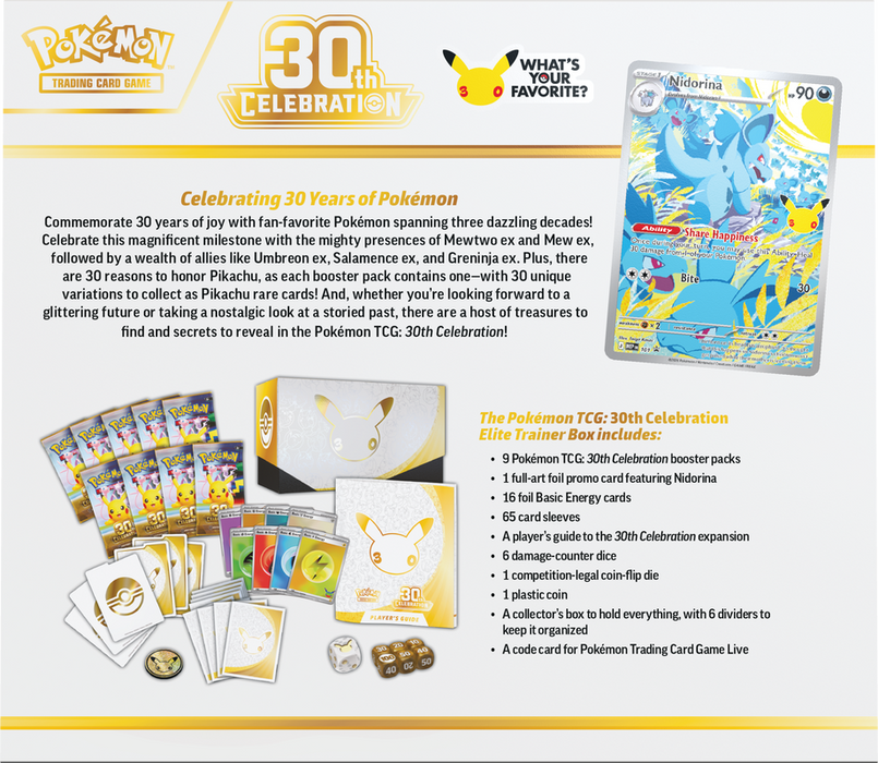 Trading Card Games Pokemon - 2026 - 30th Celebration - Elite Trainer Box - Cardboard Memories Inc.