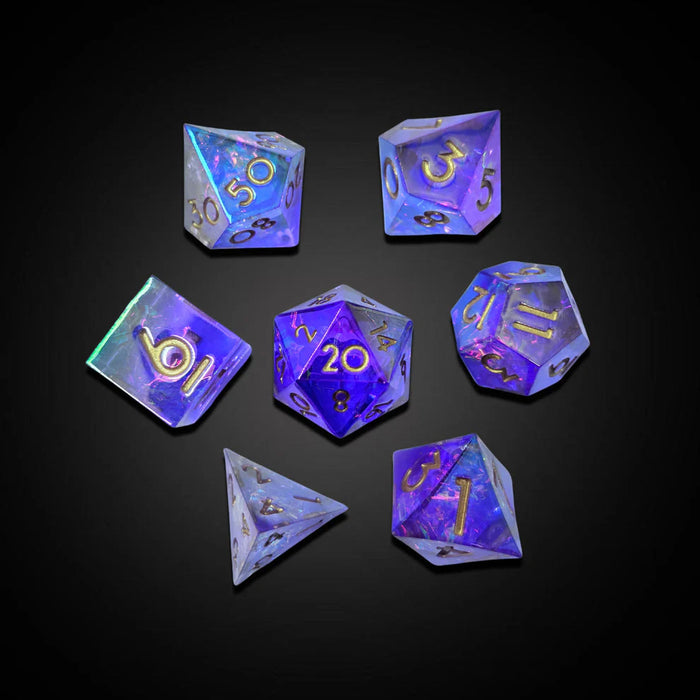 Merchant Guild House - Dice - Lunaris - Iridescent Sharp Edge Resin - Cardboard Memories Inc.