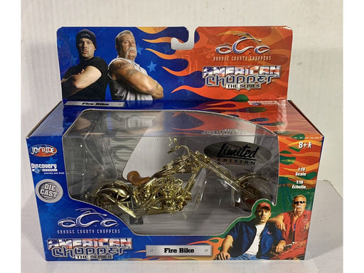 Action Figures and Toys Ertl - Joy Ride - OCC American Chopper Motorcycle Series - Fire Bike - Gold Limited Edition - Cardboard Memories Inc.