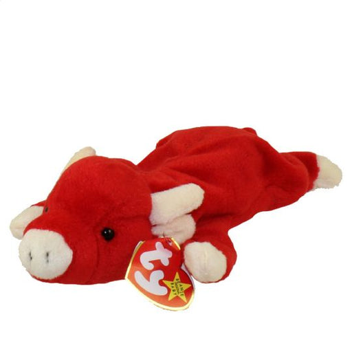 Plush TY Beanie Baby - Snort the Bull - Cardboard Memories Inc.