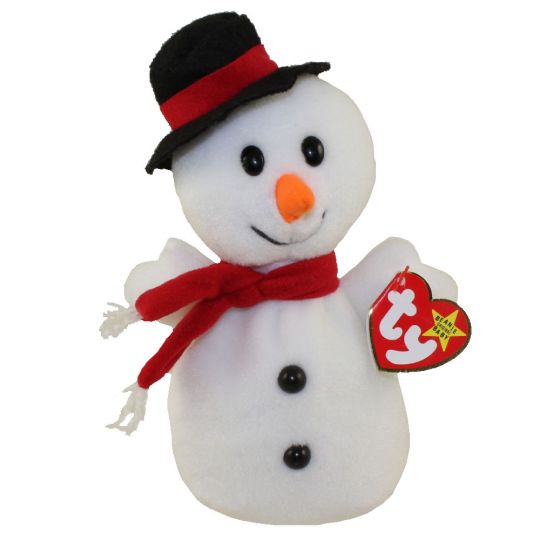 Plush TY Beanie Baby - Snowball the Snowman - Cardboard Memories Inc.