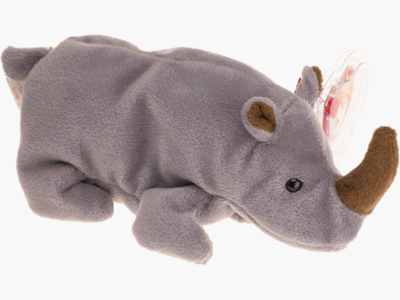 Plush TY Beanie Baby - Spike the Rhinoceros - Cardboard Memories Inc.