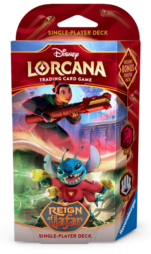 Trading Card Games Disney - Lorcana - Reign of Jafar - Starter Deck - Ruby & Steel - Mulan & Stitch - Cardboard Memories Inc.
