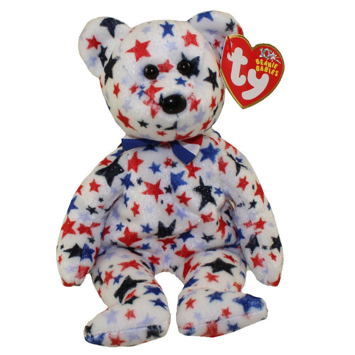 Plush TY Beanie Baby - Red, White & Blue the Bear - Cardboard Memories Inc.