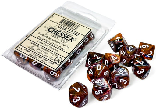 Dice Chessex Dice - Festive Symphony with White - Set of 10 D10 - CHX 27343 - Cardboard Memories Inc.