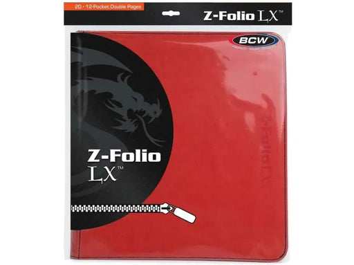 Supplies BCW - Z-Folio 12 Pocket LX Album - Red - Cardboard Memories Inc.
