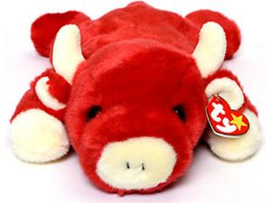 Plush TY Beanie Buddy - Snort the Bull - Cardboard Memories Inc.