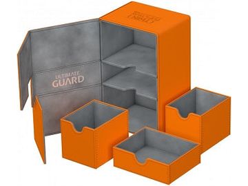 Supplies Ultimate Guard - Twin Flip N Tray Xenoskin - Orange - 160 - Cardboard Memories Inc.