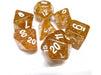 Dice Koplow Dice - Glitter Yellow with White - Set of 7 - Cardboard Memories Inc.