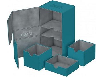 Supplies Ultimate Guard - Twin Flip N Tray Deck Case - Petrol Xenoskin - 200 - Cardboard Memories Inc.