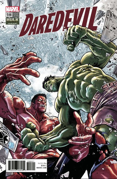 Comic Books Marvel Comics - Daredevil (2017 6th Series) 598 - Cover B Hulk Variant Edition (Cond. FN) - 4398 - Cardboard Memories Inc.