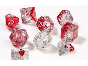 Dice Sirius Dice - 7 Die Set - Translucent Hearts - Cardboard Memories Inc.