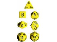 Dice Chessex Dice - Opaque Yellow with Black - Set of 7 - CHX 25402 - Cardboard Memories Inc.